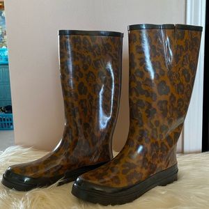 Leopard Print Rain Boots - brand new, never worn!